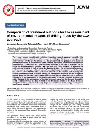 Oil Drilling Mud System Algeria|(PDF) Comparison of treatment methods for the .